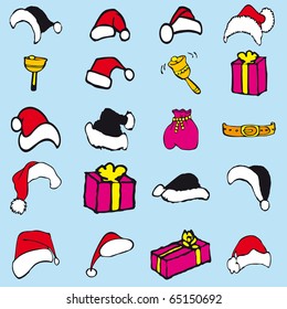 Christmas set vector Santa Claus.