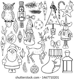 Christmas set. Vector sketch  illustration.