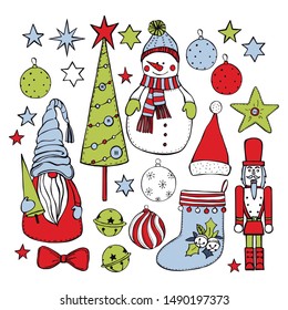 Christmas set. Vector sketch  illustration.
