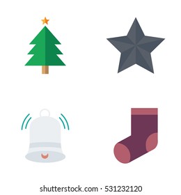 Christmas set vectorr flat style