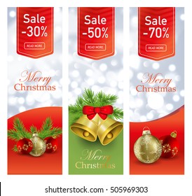 Christmas set of vertical banners. Special offer discount