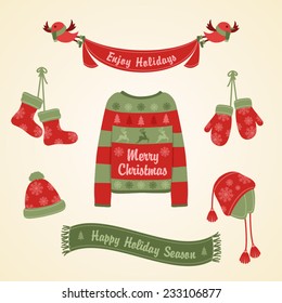 Christmas set. Warm clothes for Christmas.
