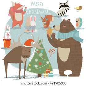 Christmas Set With Wild Animals