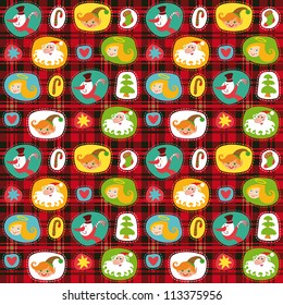 Christmas set, wrapping paper, plaid tartan pattern background