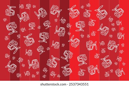 Weihnachtsform Abstrakt mit rotem Hintergrund im flachen Stil