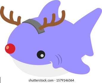 Christmas Shark Cute Vector Graphic