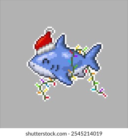 Christmas shark, pixel art meme