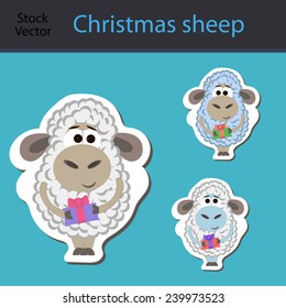Christmas sheep with gift and cap