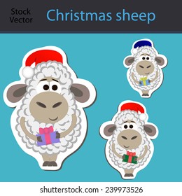 Christmas sheep with gift and cap