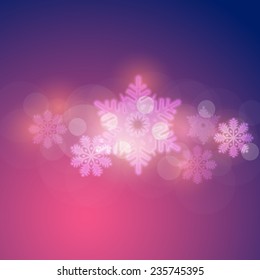Christmas Shine Concept Blurred Snowflakes, Banners, Cards Template