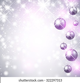 Christmas shining background with balls. Vector Illustration.