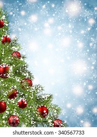 Christmas shining background with christmas tree. Vector illustration.