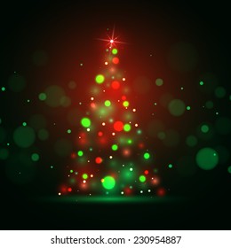 Christmas shining background with xmas tree lights. Vector illustration.