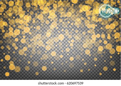 Christmas shining bokeh isolated on transparent background. Vector EPS 10.