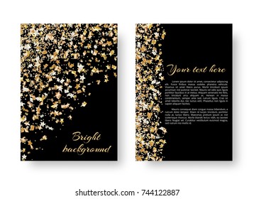 Christmas shining cover of the catalog with falling stars of confetti for festive decoration