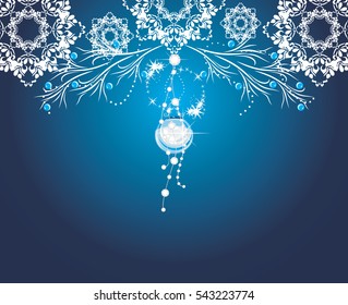 Christmas shining decoration on the blue background. Vector