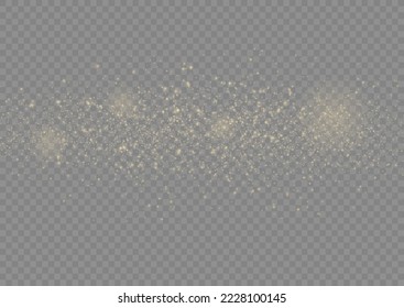 Christmas shining flare bokeh. Gold star burst glare with sparkles on transparent background. Yellow dust sparks glitter, star night sky, space, dusty shine lights. Glitter special light effect Vector
