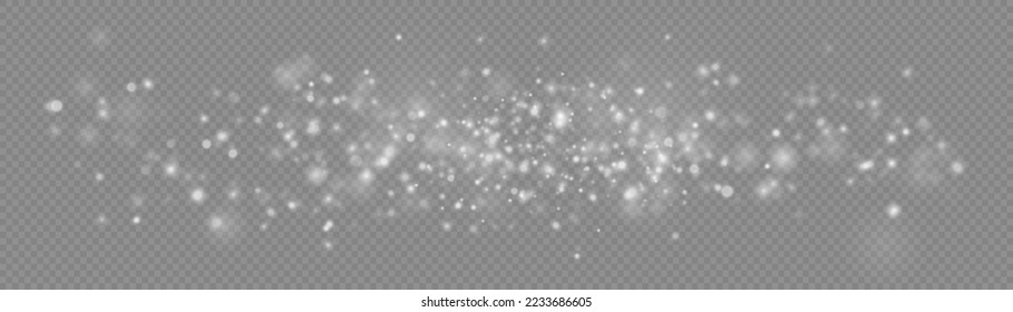 Christmas shining flare bokeh. Star burst glare with sparkles on transparent background. Glitter special light effect. White dust sparks glitter, star night sky, space, dusty shine lights. Vector