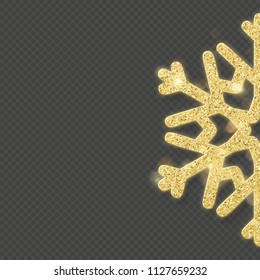Christmas shining gold snowflake overlay object. EPS 10