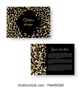 Christmas shining layout of postcards with falling stars of confetti for a bright festive design