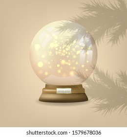 Christmas shining magic ball. Glowing crystal sphere with light effects.