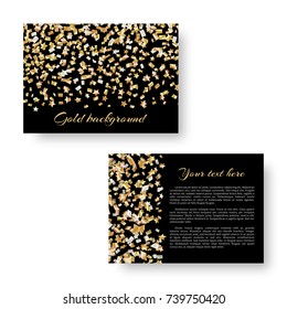 Christmas shining mock-up greeting card with falling golden stars of confetti for festive design