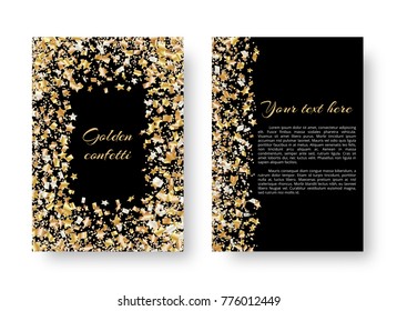 Christmas shining template greeting card with flying shiny stars confetti for festive design