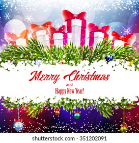 Christmas shiny background with gifts