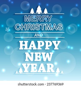 Christmas shiny blue background. Vector creative new year illustration.