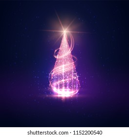Christmas shiny tree background with blurred lights effect on abstract background. Vector EPS10.