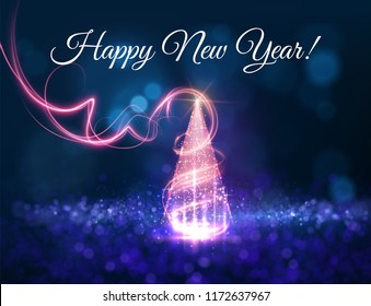 Christmas shiny tree background with blurred lights effect on abstract background. Vector EPS10.