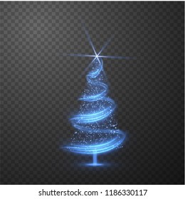 Christmas shiny tree background with blurred lights effect on abstract background. Vector EPS10.