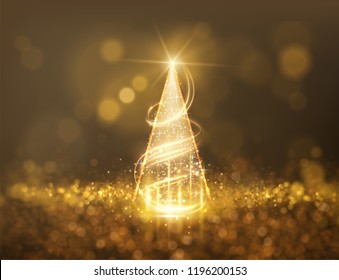 Christmas shiny tree background with blurred lights effect on abstract background. Vector EPS10.