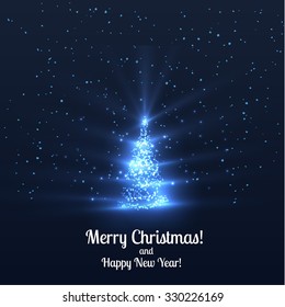Christmas shiny tree vector background. Vector eps10.
