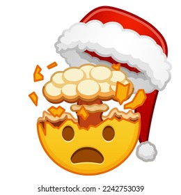 Christmas shocked face with exploding head Large size of yellow emoji smile