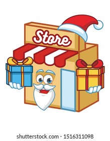 christmas shop store cartoon mascot character design