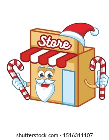 christmas shop store cartoon mascot character design
