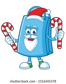 christmas shopping bag cartoon character a mascot design