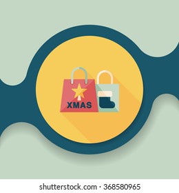 Christmas shopping bag flat icon with long shadow,eps10