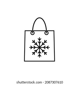Christmas shopping bag Christmas gift vector icon sign Happy New Year