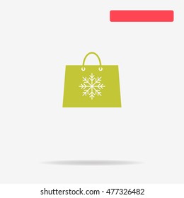Christmas shopping bag icon. Vector concept illustration for design.