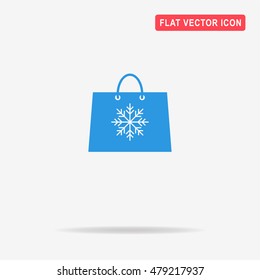 Christmas shopping bag icon. Vector concept illustration for design.