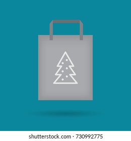 christmas shopping bag icon- vector illustration