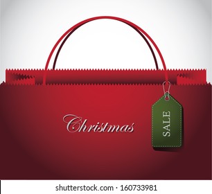 Christmas Shopping bag with Tag Background. EPS 10 vector, grouped for easy editing. No open shapes or paths.