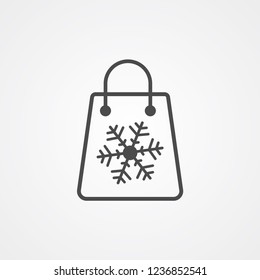 Christmas shopping bag vector icon sign symbol