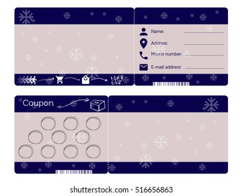 Christmas shopping coupon. Winter holidays voucher. Raise points and win. 