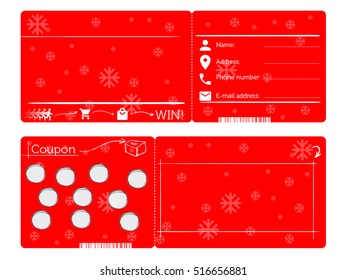 Christmas shopping coupon. Winter holidays voucher. Raise points and win. 