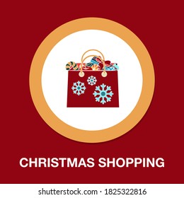 christmas shopping icon - simple, vector, icon for website design, mobile app, ui. Vector Illustration