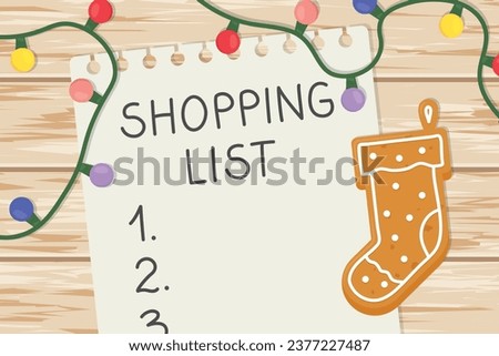 christmas shopping list- vector illustration