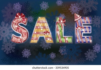 Christmas shopping sale background, vector illustration
